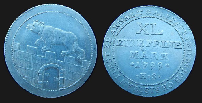 1/3 талера Ангальт-Бернбург 1799 г.