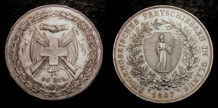 40 батцен 1847 г. кантон Гларус, Швейцария