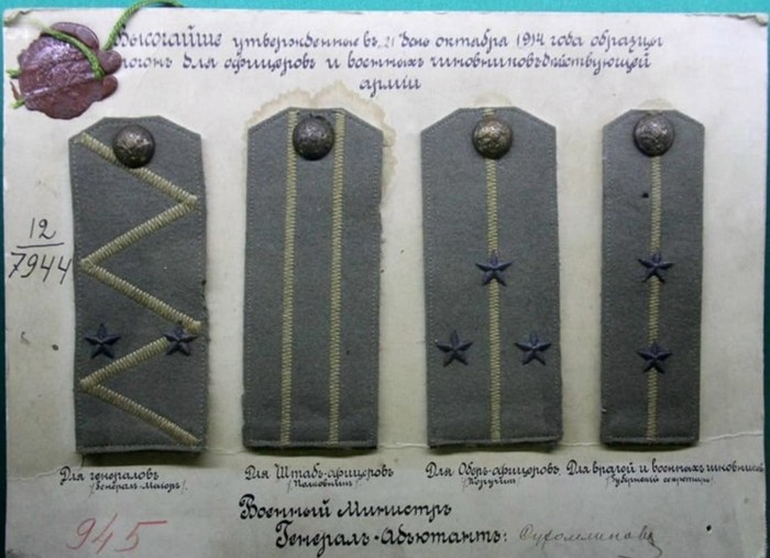 Погоны Царской армии защитного цвета, Первая Мировая война