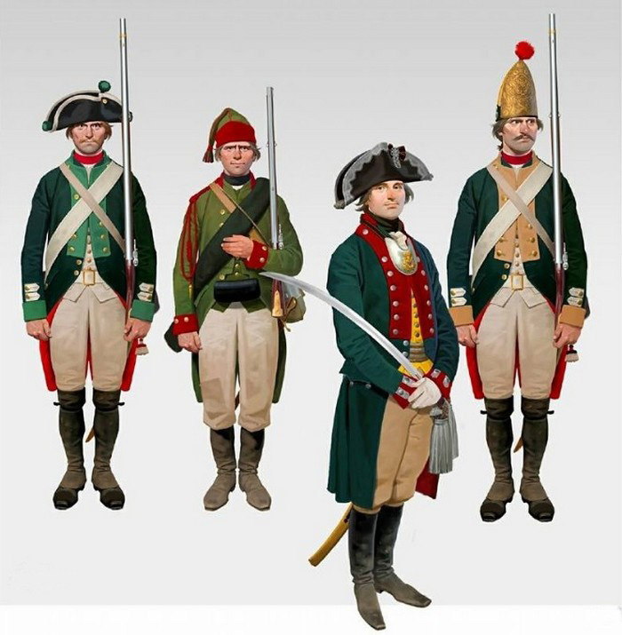 Форма русских полков при императоре Павле 1796-1797 гг.