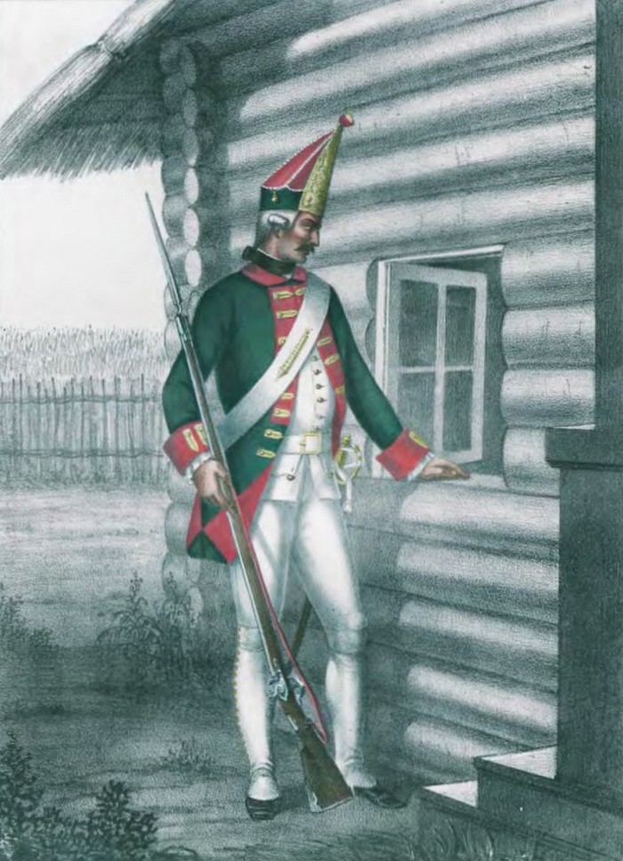 Форма рядовых русских гренадер, Семилетняя война 1756-1763 гг.