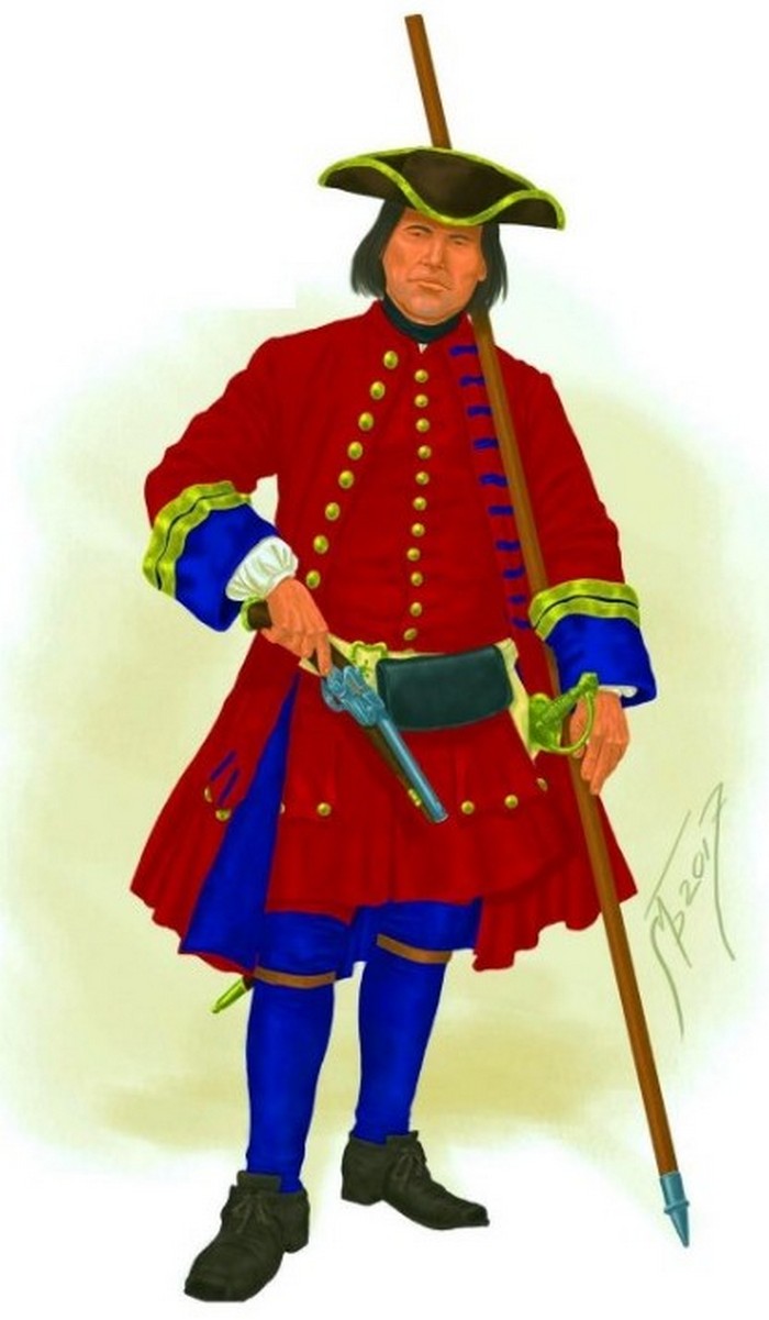Форма пехоты Петра Первого, 1711 г.