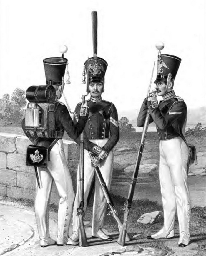Форма рядовых русской гвардейской пехоты, Турецкая война 1828-1829 гг.