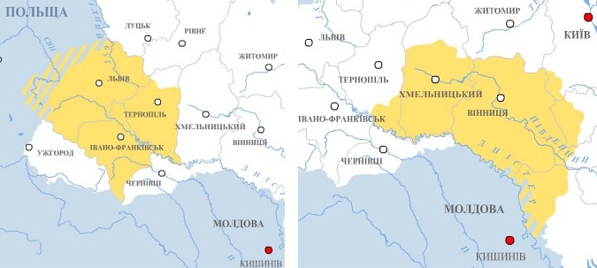 Галиция на карте, Подолия