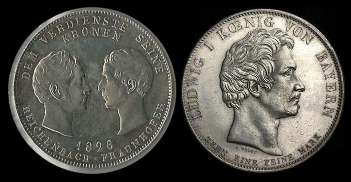 Конвенционный исторический талер 1826 г. Людвиг I, Бавария