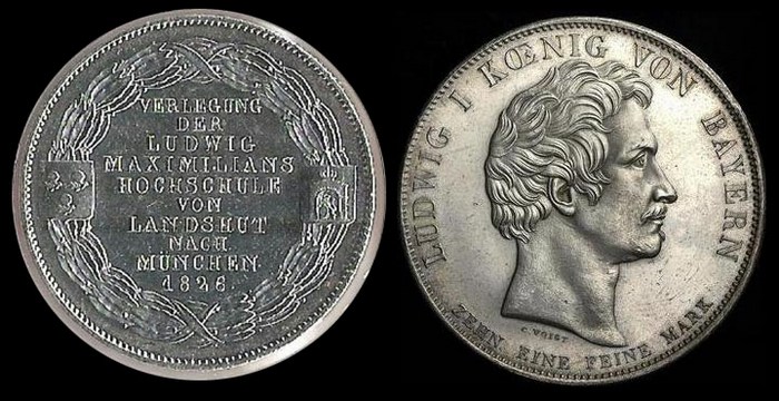 Конвенционный исторический талер 1826 г. Людвиг I, Бавария