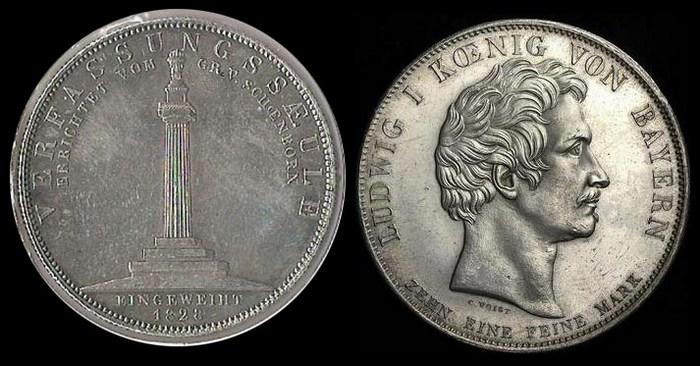 Конвенционный исторический талер 1828 г. Людвиг I, Бавария