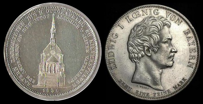 Конвенционный исторический талер 1836 г. Людвиг I, Бавария