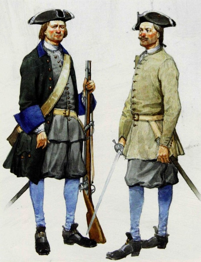 Форма морской пехоты Балтийского флота, 1710 г.