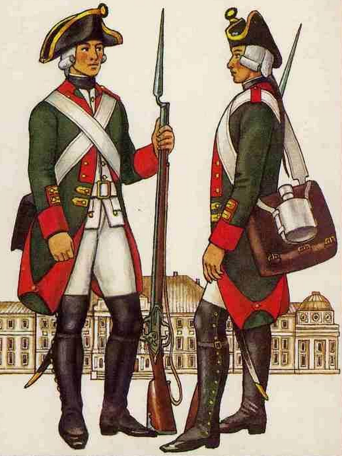 Мушкетеры Московского гарнизона 1796 г., форма