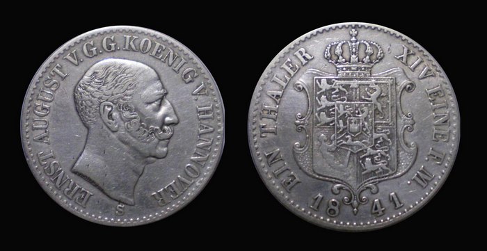 Талер 1841 г., Эрнст Август I, королевство Ганновер