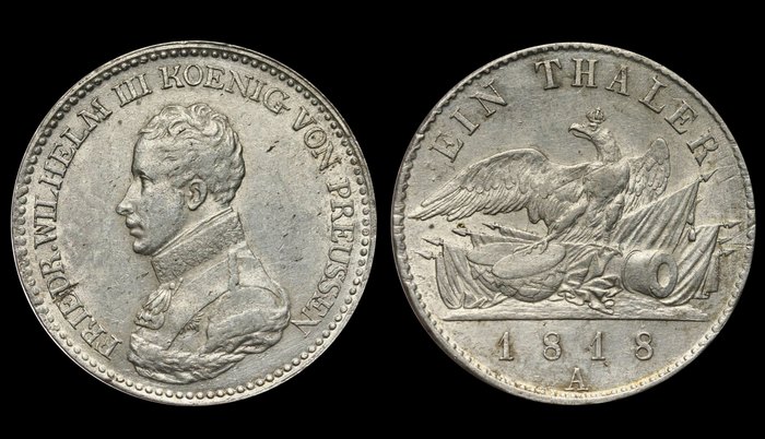 Монеты Германии, талер Фридриха Вильгельма 3, 1816 г., королевство Пруссия