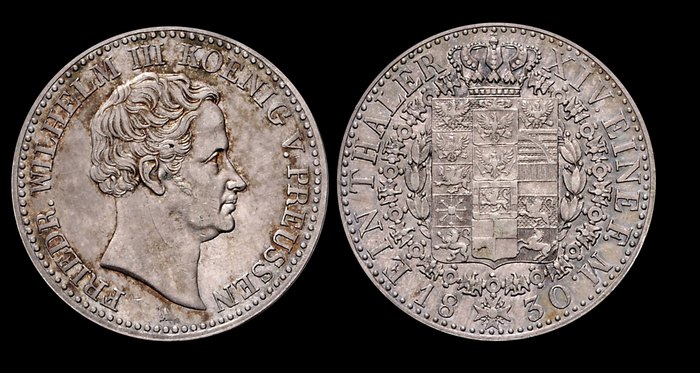 Монеты Германии, талер 1830 г., Фридрих Вильгельм 3, королевство Пруссия