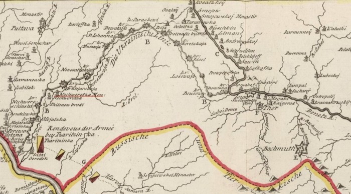 Украинская оборонительная линия 1736 г. карта