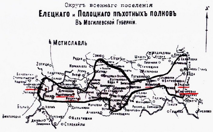 Карта поселения Полоцкого пехотного полка в 1812 г.