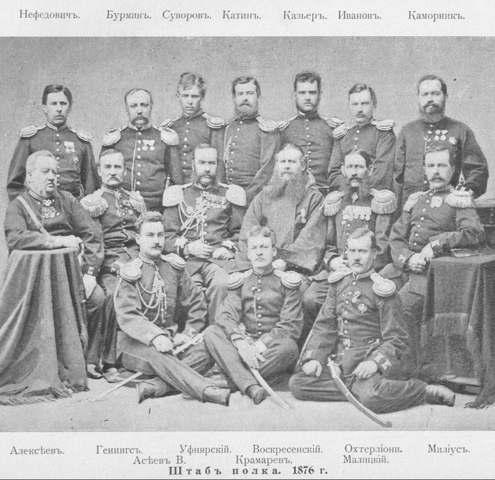 Офицеры штаба Тульского 72-го пехотного полка 1876 г.